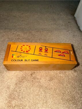 Vintage Montessori Colour Slit Game - Yellow Wooden Home Game